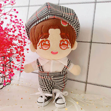 Niannyyhouse Doll Dressup 7.8In/20Cm Plush Doll College Style Houndstooth Clothes For Boys (Black)