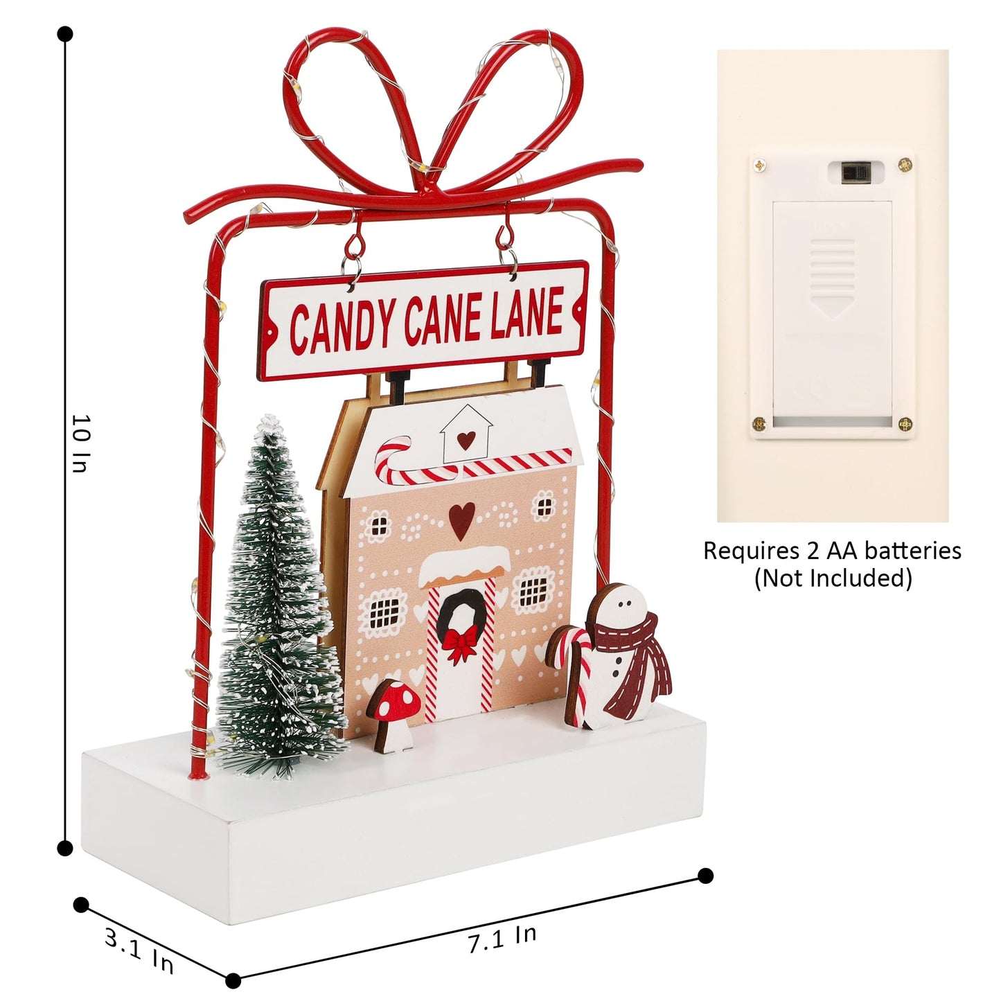 Ridota Christmas Tabletop Decoration, Wooden Lighted Christmas Decorations, Christmas Candy Cane Lane Ornaments, Battery Operate