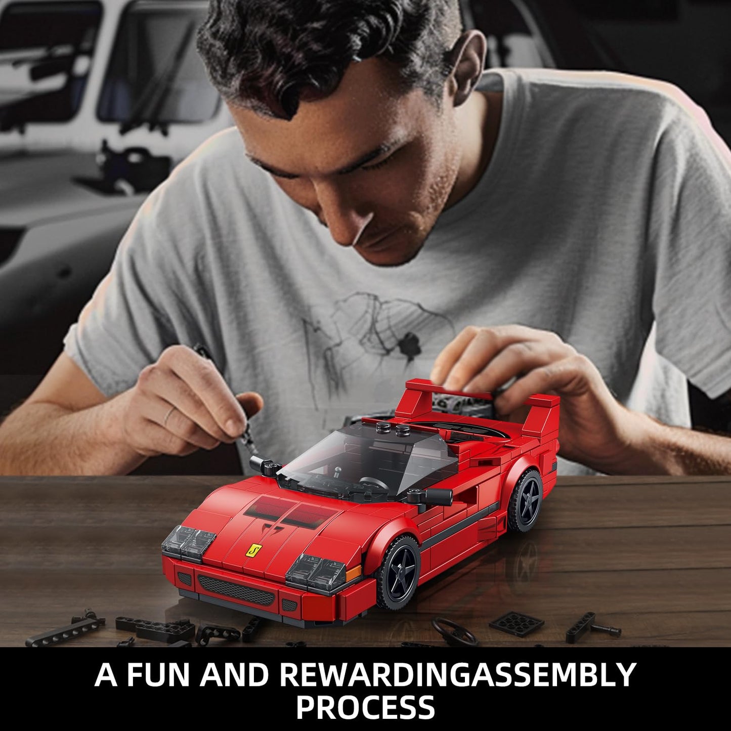 Vgd Car Building Kit With Display Case, Cool Collectible Model Super Race Car Building Blocks Set, 1:24 Scale Collectible Model