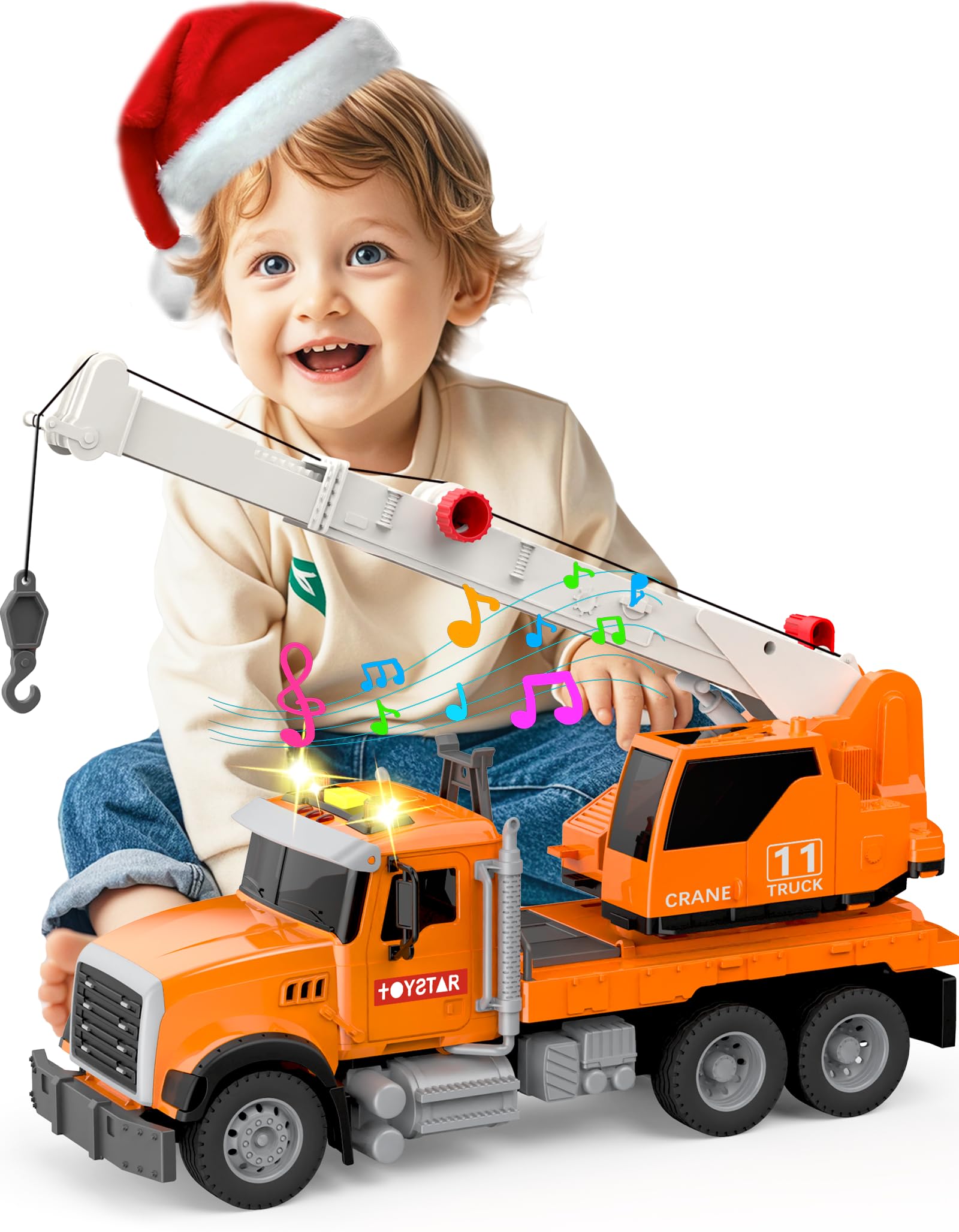 Noaln Kids Toys for 3 4 5 6 7 8 Years Old Boys, 15 Large Construction Toy for Toddler, Crane Truck with Lights and Sounds for 