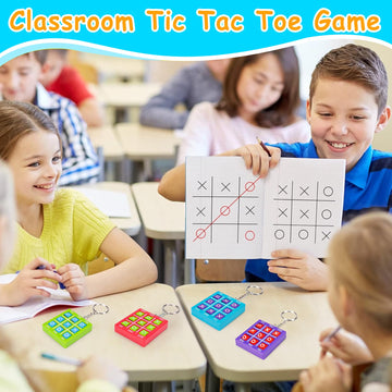 16 Pcs Tic Tac Toe Game Keychain Party Favors For Kids 4-8 8-12 Birthday Goodie Bags Stuffers Treasure Chest Prize Box Toys For Kids Classroom Rewards Return Gift Pinata Fillers Easter Basket Stuffers