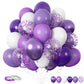 Funhot Purple Balloons, 60 Pcs Dark Purple White Balloons, 12 Inch Metallic Purple Confetti Balloons Macaron Purple Latex Balloo