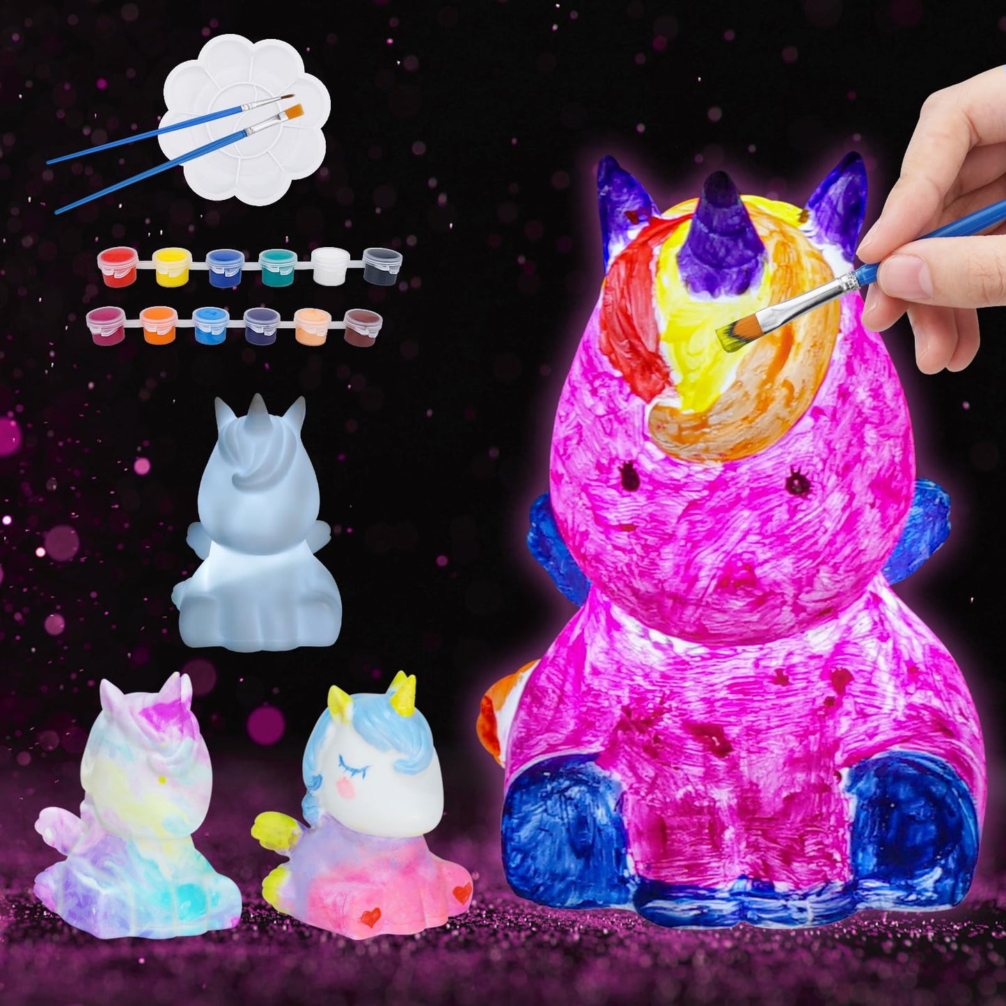 Minleway Paint Your Own Unicorn Lamp Kit, Arts and Crafts for Kids Ages 8-12,Art Supplies Birthday Gifts for Friends Kids, Arts 