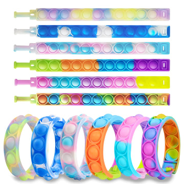 12 Pcs Pop Bracelet Bubble Fidget Sensory Toys For Party Favors, Hand Finger Wristband Bulk For Classroom Prizes, Easter Egg Basket Stuffers Goodie Bag Stuffers Christmas Valentine Gift For Kid