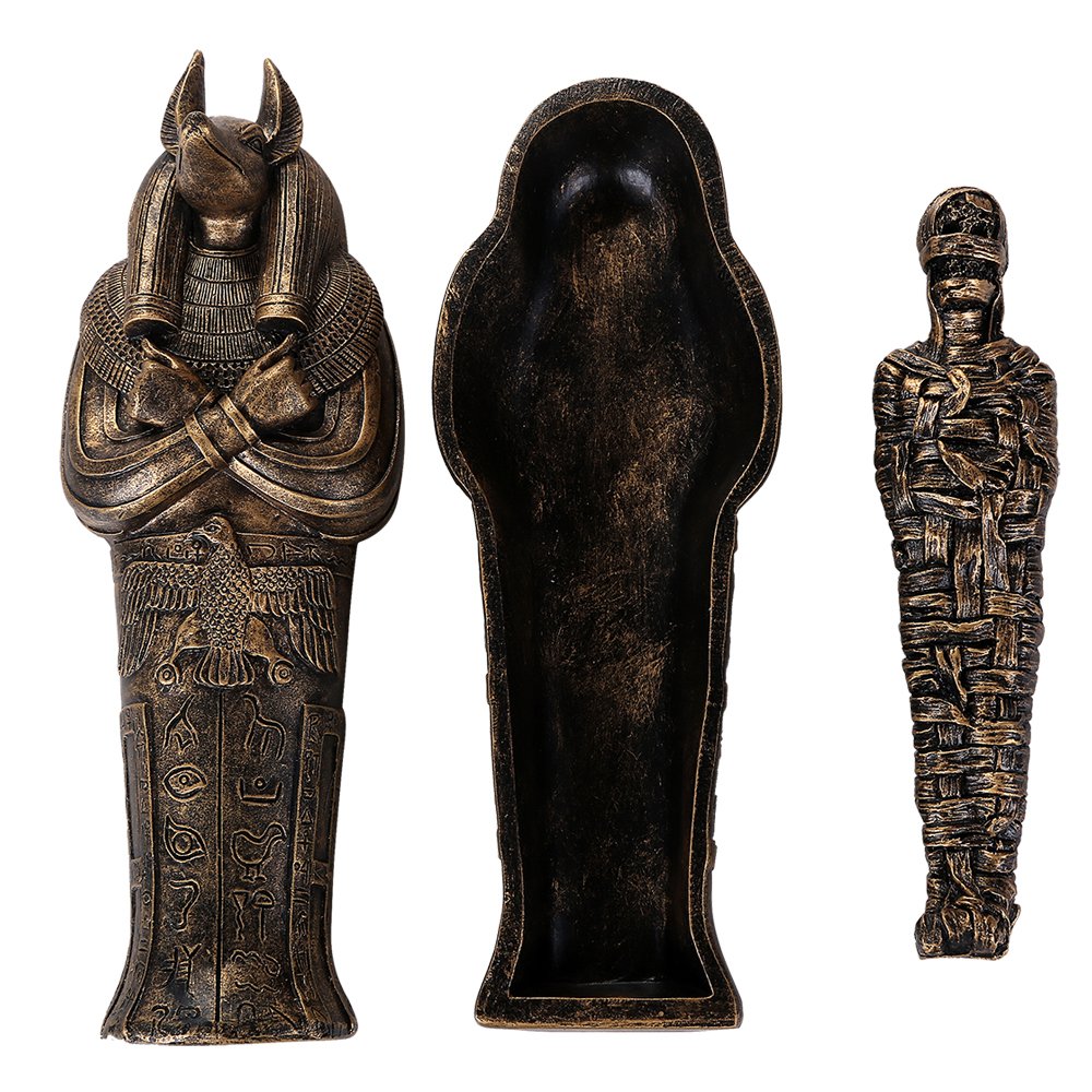 Pacific Giftware Ancient Egyptian Artifact Collectible God Of Underworld Anubis Sarcophagus Coffin W/Mummy Insert Figurine 5.5 Inch L