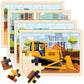 Wooden Puzzles For Kids Ages 4-6, 4 Packs 24 Pcs Construction Vehicle Jigsaw Puzzles For Kids Ages 3-5, Preschool Educational Pu
