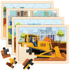 Wooden Puzzles For Kids Ages 4-6, 4 Packs 24 Pcs Construction Vehicle Jigsaw Puzzles For Kids Ages 3-5, Preschool Educational Pu