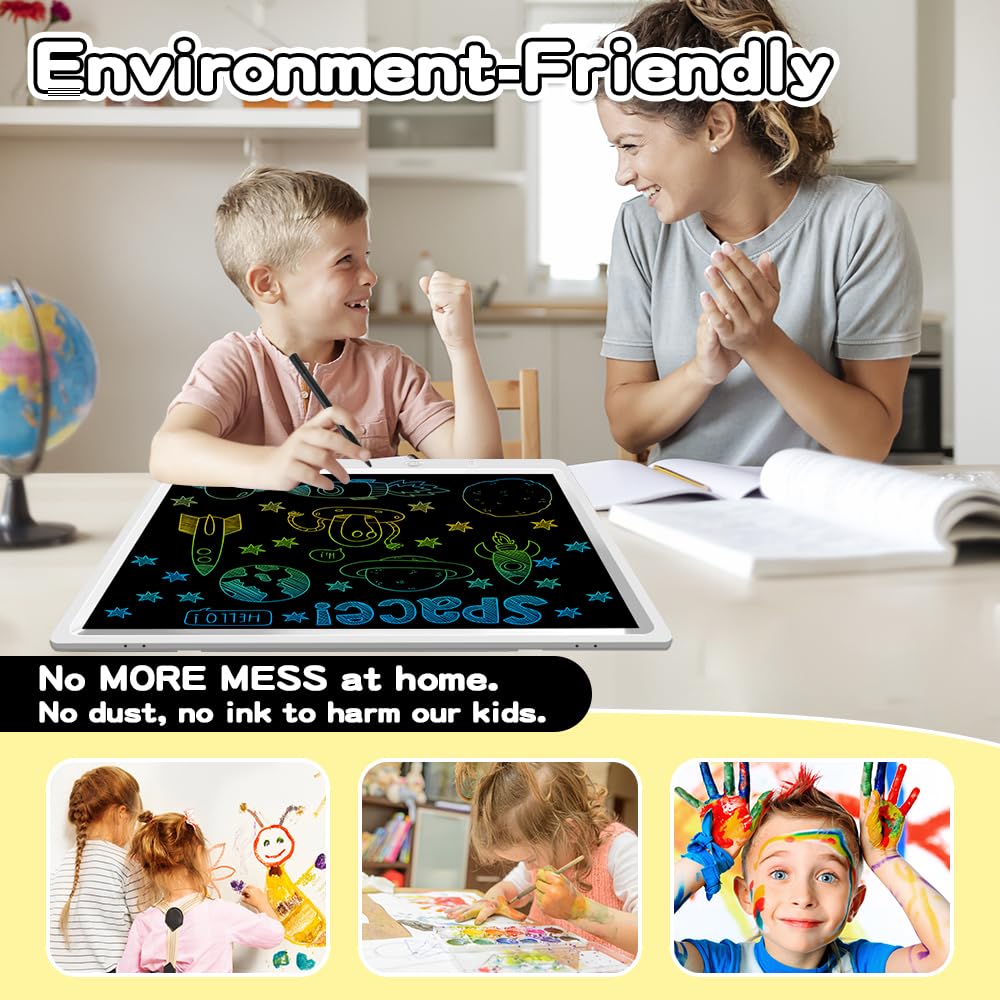 22'' Kids & Adult Color Lcd Drawing & Writing Board - Premium Gift Idea, Large Canvas, Adjustable Stand, Bright Display, Include
