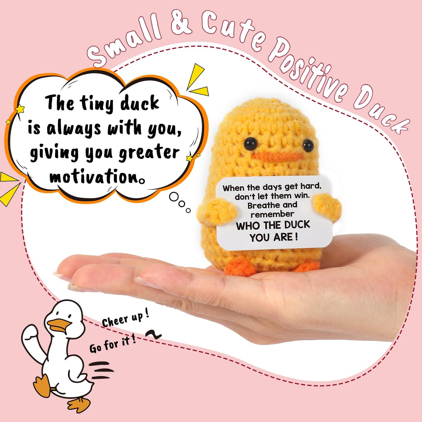 Mbl Inspirational Positive Crochet Duck - Funny Handmade Emotional Uplifting Support Mental Health Knitted Doll For Women Colleg
