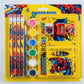Alpenia Kids Superhero Art Supply & Stationary Ket For School With Crayons,Pencil,Paint,Brush,Sharpener,And Eraser For Drawing C