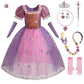 Tpmg Princess Costume Dress For Girls With Wig, Kids Halloween Dress Up Clothes Pretend Play Birthday, 6T