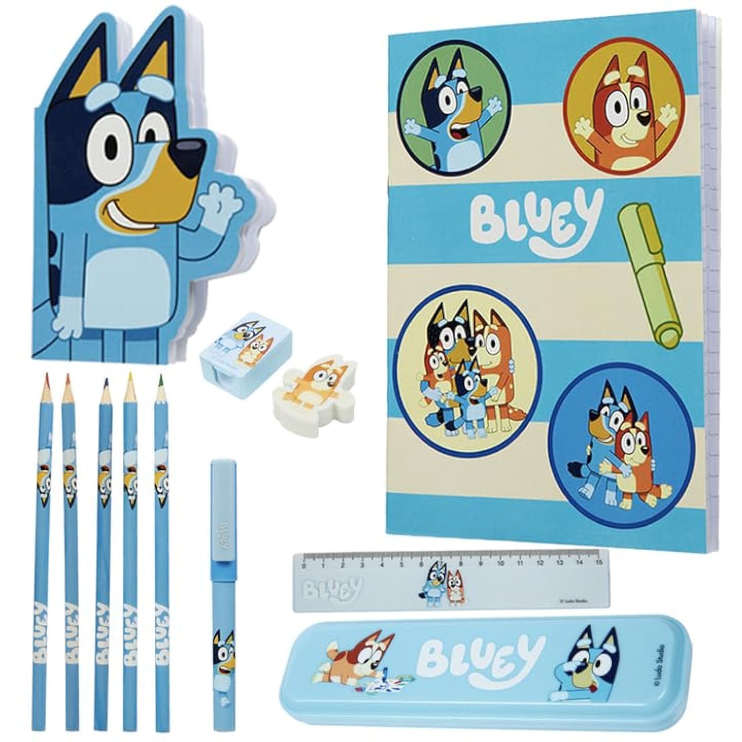 Bluey Stationery Set For Kids Notebook Colouring Pencils Pencil Case Pen Ruler Eraser Preschool Nursery Gifts For Kids