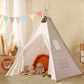 Sumbababy Teepee Tent For Kids Indoor - Natural Canvas Kids Play Tent - Washable Tipi Sleepover Tents With Lights & Carry Bag, Outdoor Toddler Tents For Girls & Boys - Foldable Playroom Gift Toys