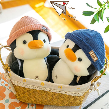 Bsvome 9 Inches Penguin Stuffed Animals Soft Plush Cute Travel With Hat Backpack Doll For Boys Girls