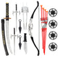 Liberty Imports Ninja Warrior Bow and Arrow Archery Set with Katana decorative replica blade  Sai  Melee Toy  for Kids Pretend Role Play Equipment  Cosplay  Costume Accessories