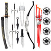 Liberty Imports Ninja Warrior Bow and Arrow Archery Set with Katana decorative replica blade  Sai  Melee Toy  for Kids Pretend Role Play Equipment  Cosplay  Costume Accessories