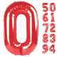 Red Number Balloon 40 Inch, 0 Number Balloons, 10 20 30 40 50 Numbers Balloon Birthday Decorations, For Boxing Themed 49Ers Usa
