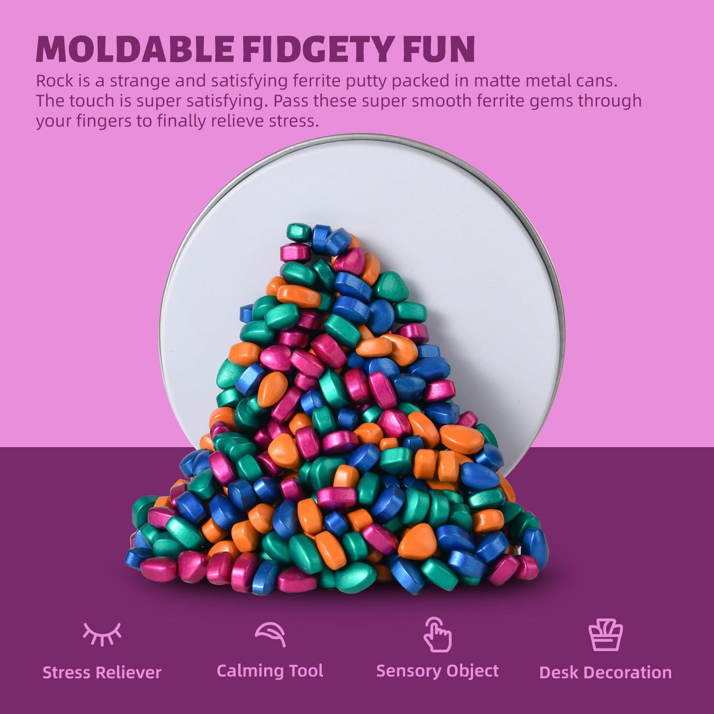 Lcvuuk Magnetic Ferrite Putty Rocks,Multicolor More Than 300 Weak Magnetic Smooth Ferrite Pebbles, Magnet Rock Desk Toys And Tim