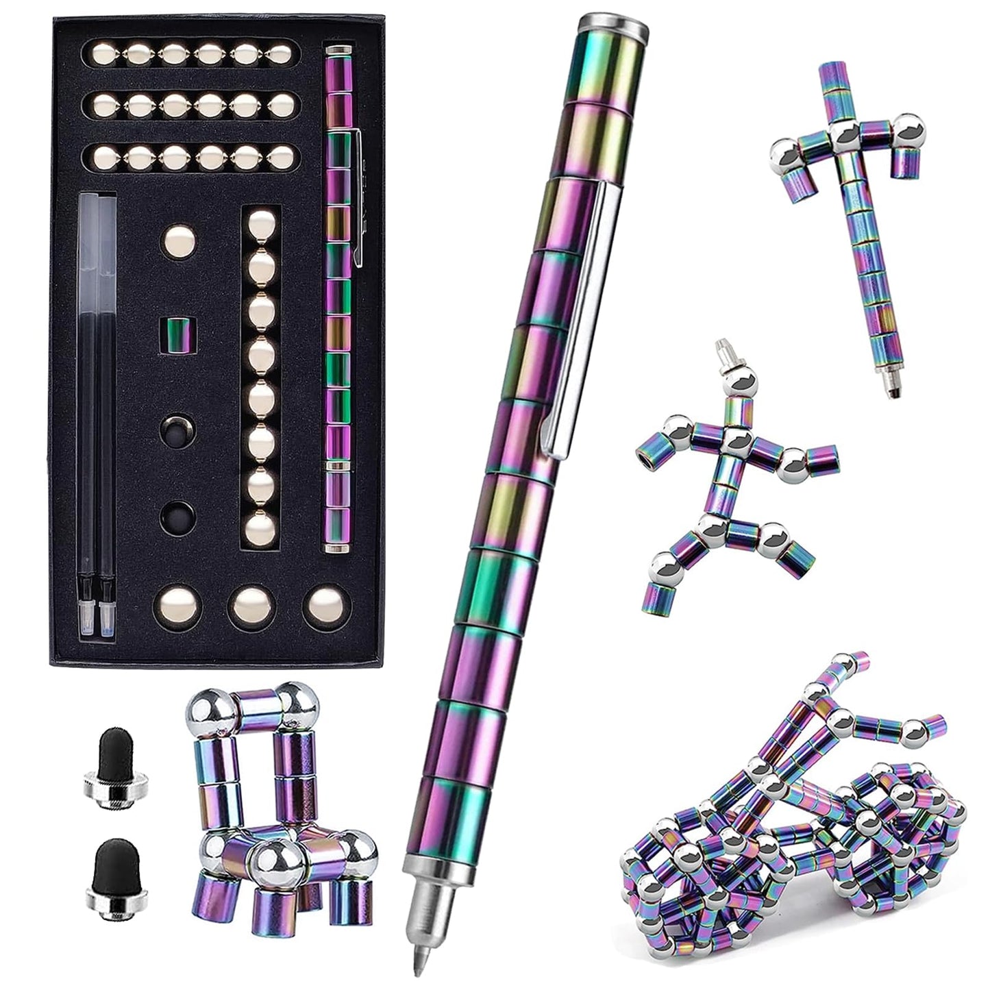 Wqwquu Fidget Pen,Magnetic Pen, Decompression Magnetic Toy Pen,Magnet Pen Fidget Toy Relieve Pressure Novel Toy Gift For Kids Or Friends! (Big Color)