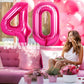 Suwen 40 Inch Large Hot Pink 40 Balloon Numbers Big Foil Helium Number Balloons 0-9 Jumbo Happy 40Th Mylar Birthday Party Decora