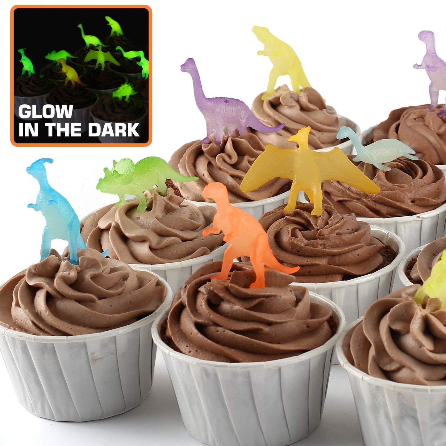 Yeonha Toys 96 Pack Glow In Dark Mini Dinosaur Bulk Toy Set, Dinosaur Party Favors For Kid, Cupcake Toppers, Birthday Decoration Goody Bag Filler, Classroom Prize, Pinata Stuffers