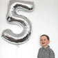 Silver Number 5 Balloon 40 Inch, 5 Balloon Number, 5Th Birthday Decorations, Silver Party Supplies For Boys Girls