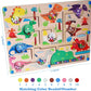Zaceaur Magnetic Color And Number Maze, Montessori Toys For 3+ Year Old, Wooden Puzzle Activity Board, Toddler Counting Maze Toy