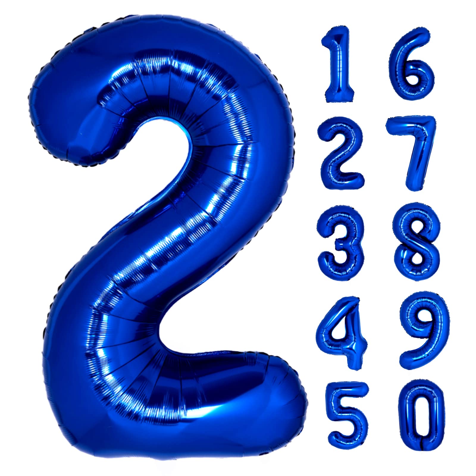 40 Inch Giant Navy Blue Number 2 Balloon, Helium Mylar Foil Number Balloons For Birthday Party, 2Nd Birthday Decorations For Kid