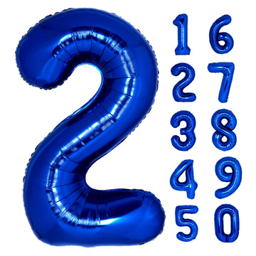 40 Inch Giant Navy Blue Number 2 Balloon, Helium Mylar Foil Number Balloons For Birthday Party, 2Nd Birthday Decorations For Kid