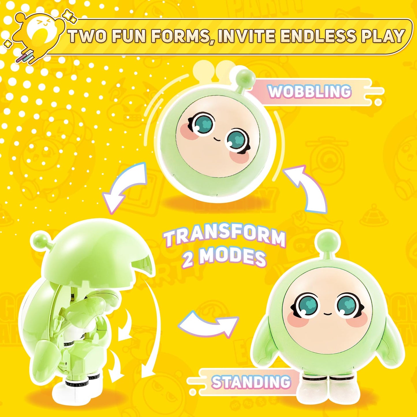 A Alpha Eggy Party Toys, Minty Action Figures Transformer Toys, 2-In-1 Eggy Wobbler Toys To All Ages, Cute Tumbler Toys For Kids
