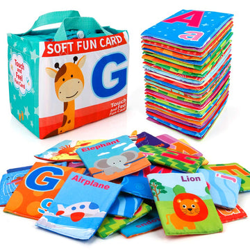 Mini Tudou 26 Pcs Baby Soft Alphabet Cards, Abc Learning Flash Cards With Storage Bag, Washable Soft Letter Early Educational Toy For Babies Infants Toddlers Boys And Girls 0 1 2 3 Years Old