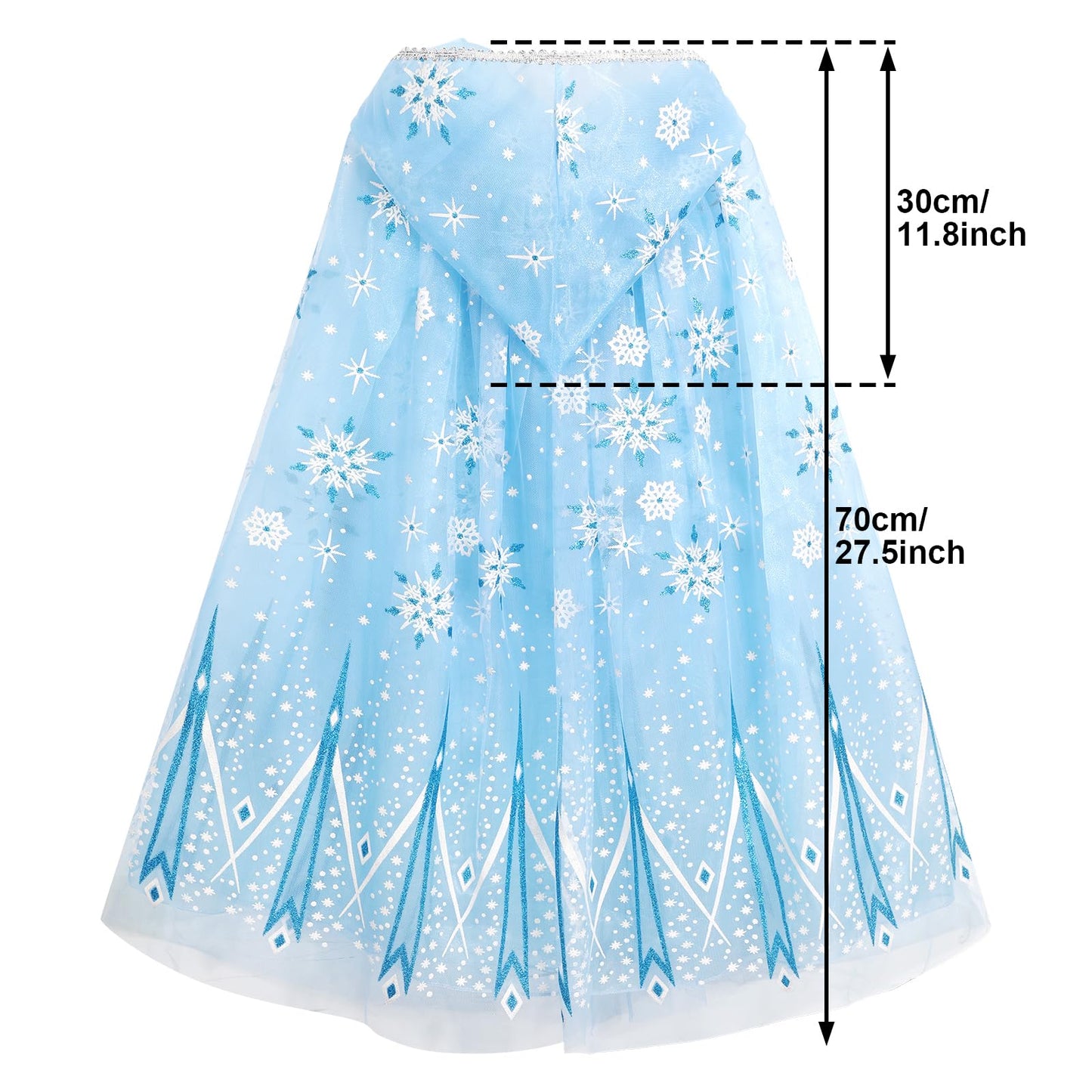 Phogary Snowflake Princess Cape Blue Princess Cloak Princess Hooded Cape Princess Fancy Dress Halloween Costume Cape Carnival Bi