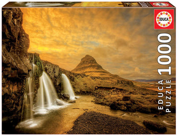 Educa - Kirkjufellsfoss Waterfall, Iceland - 1000 Piece Jigsaw Puzzle - Puzzle Glue Included - Completed Image Measures 26.8' X 18.9' - Ages 14+ (17971)