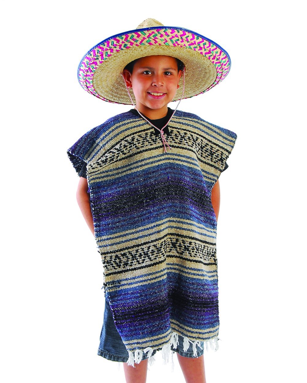 Child Size Traditional Poncho - No Sombrero,Colors May Vary