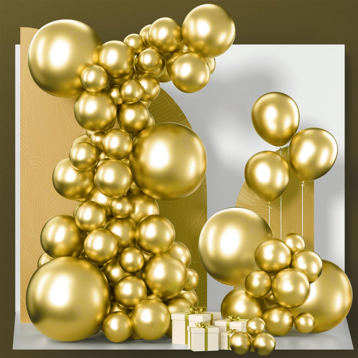 Partywoo Metallic Gold Balloons, 120 Pcs Gold Metallic Balloons Different Sizes Pack Of 18 Inch 12 Inch 10 Inch 5 Inch Gold Balloons For Balloon Garland Or Balloon Arch As Party Decorations, Gold-G101