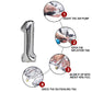 1 Number Balloon Silver 40 Inch Big Foil Mylar 1St Balloons For 1 Year Old Boy Girl Birthday Party Decorations Wedding Anniversa