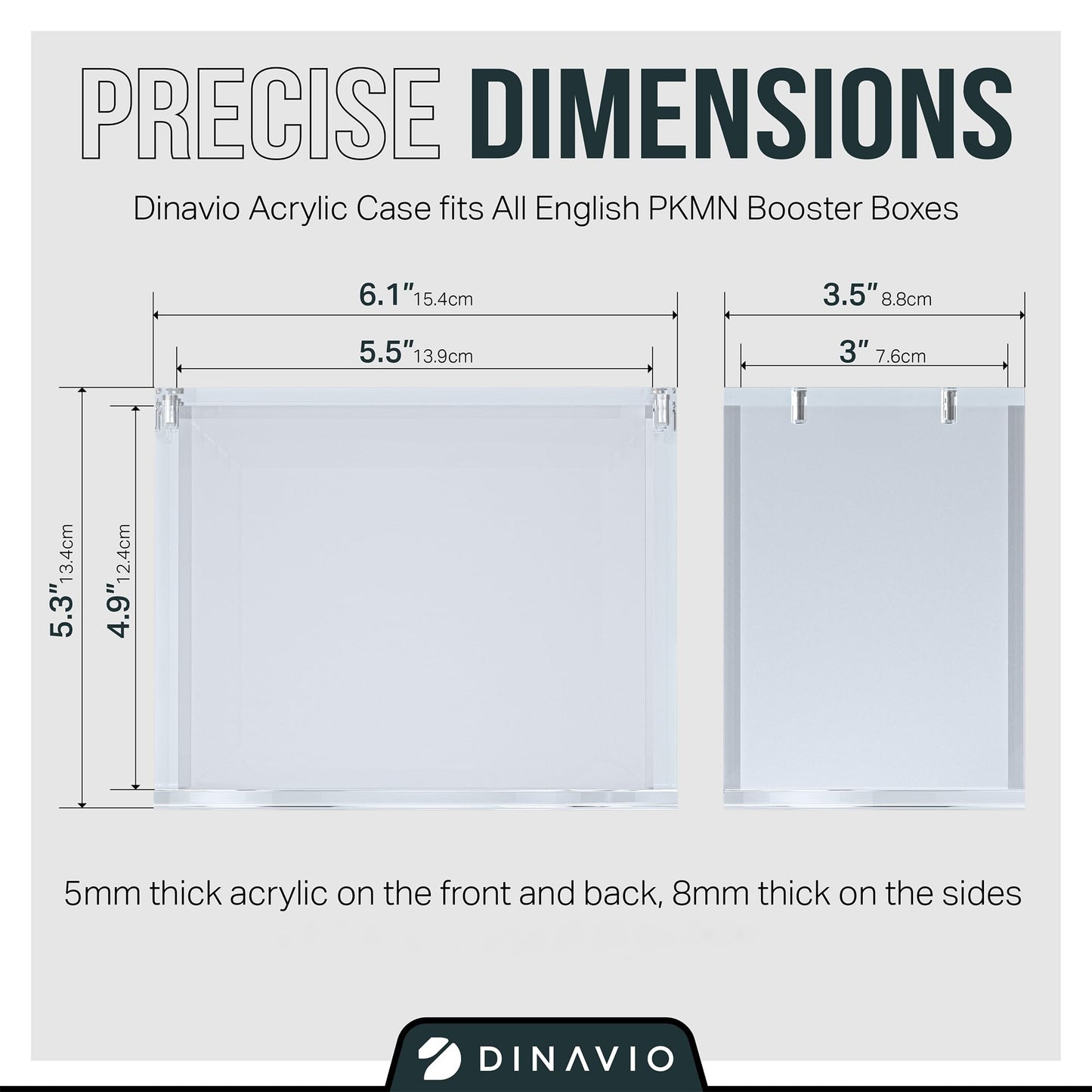 Dinavio Crafthouse Pkmn Booster Box Case Stackable Acrylic Display - 8Mm + 5Mm Ultra Thick Acrylic With 5X3Mm Strong Magnets - Pkmn Booster Box Case Protector - Compatible With Pkmn Booster Boxes
