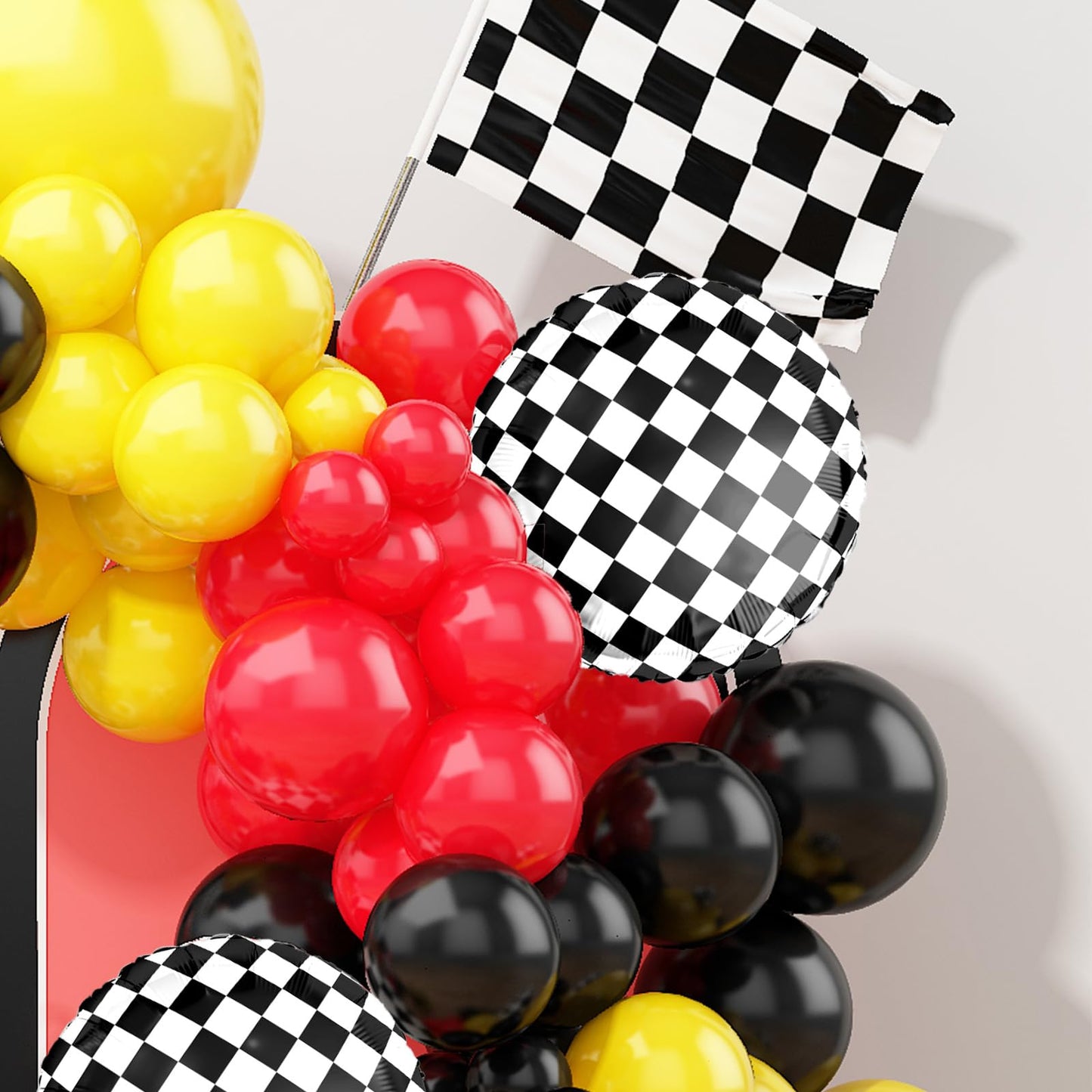 Race Car Balloon Arch Garland Kit, Red Yellow Black Balloon Arch Kit, Race Car Balloons Race Car Theme Party Decorations, Red Ye