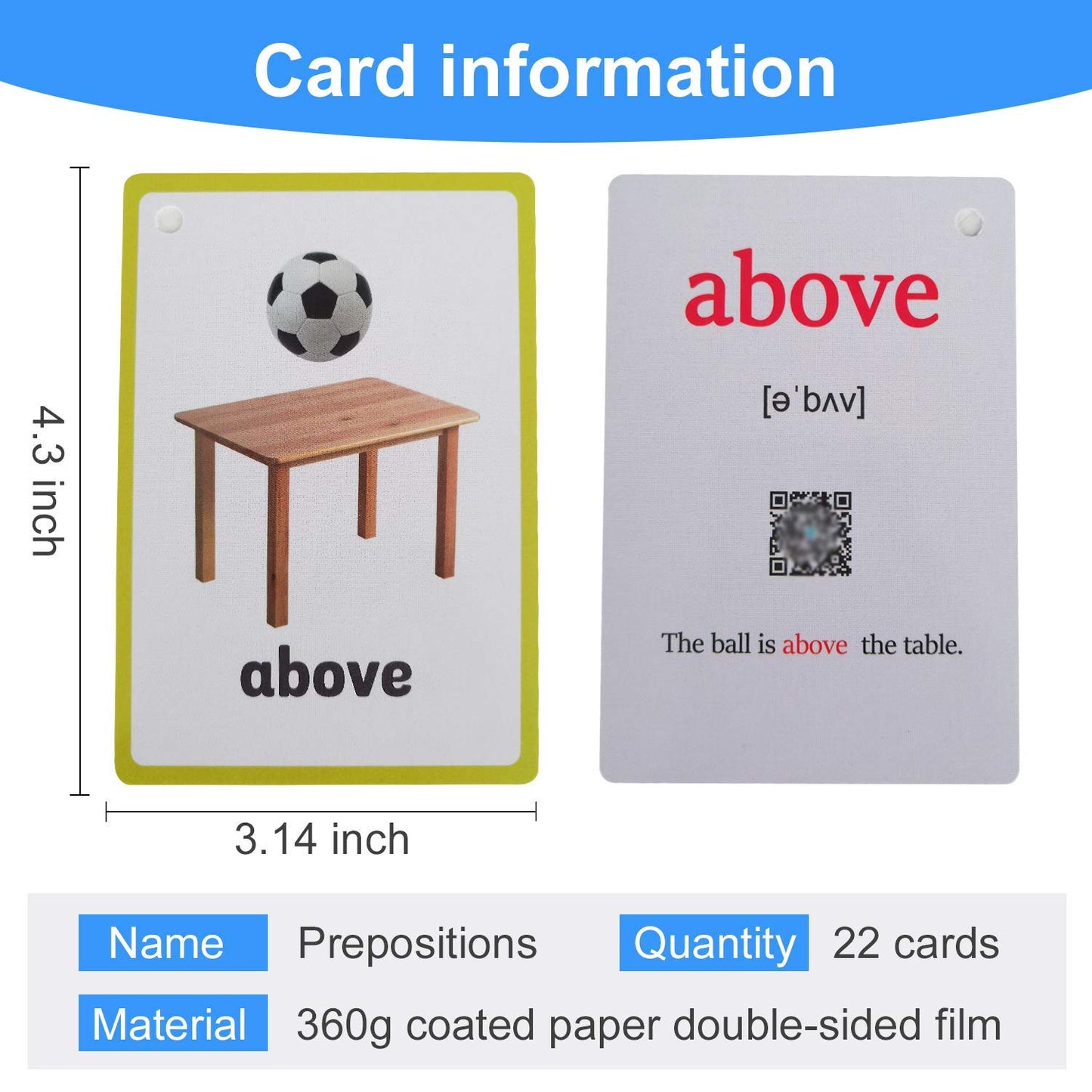 24PCS/Set Prepositions Kids Gifts English Flash Cards Pocket Card Educational Learning Baby Toys for Children Pre-Kindergarten