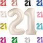 21 Balloon Number, Cream White Number 21St Birthday Balloons 40 Inch, 21 Or 12 Years Old Cream White Birthday Decorations For Me
