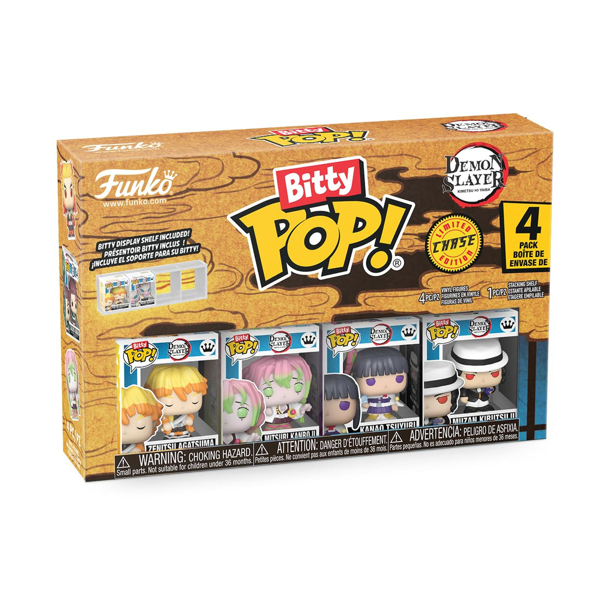 Funko Pop! Bitty 4pk: Demon Slayer  Zenitsu Agatsuma, Mitsuri Kanroji, Kanao Tsuyuri, and Mystery Figure  0.9 Inch (2.2 Cm) Co
