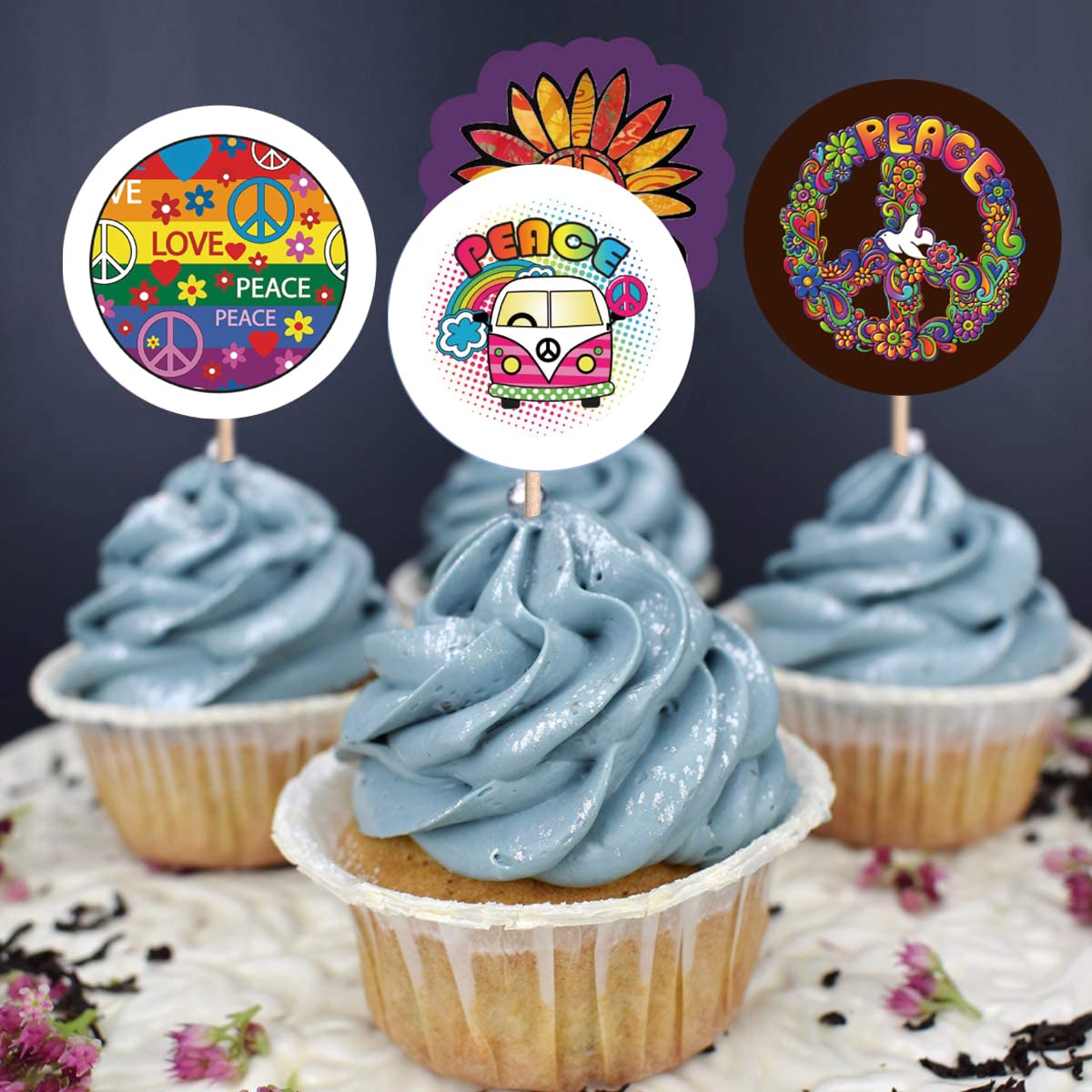 500 Pieces(8 Patterns)Peace Hippie Stickers Colorful Fashion Graffiti Rolls Self Adhesive Seals For Kids Teens Adults For Water