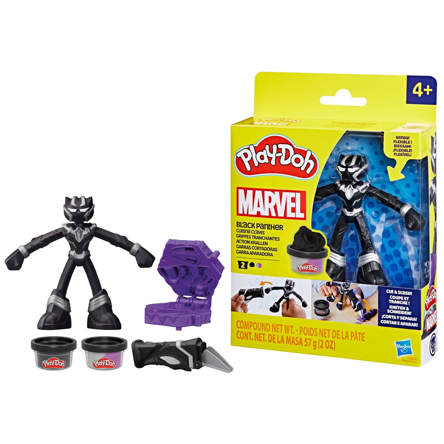 Play-Doh Marvel Black Panther Cutting Claws with Bendy Action Figure, Imagination Toys for 4 Year Old Boys and Girls and Up