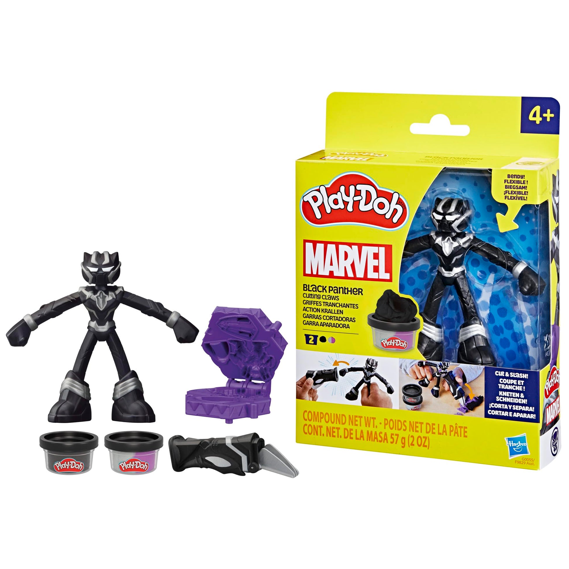Play-Doh Marvel Black Panther Cutting Claws with Bendy Action Figure, Imagination Toys for 4 Year Old Boys and Girls and Up