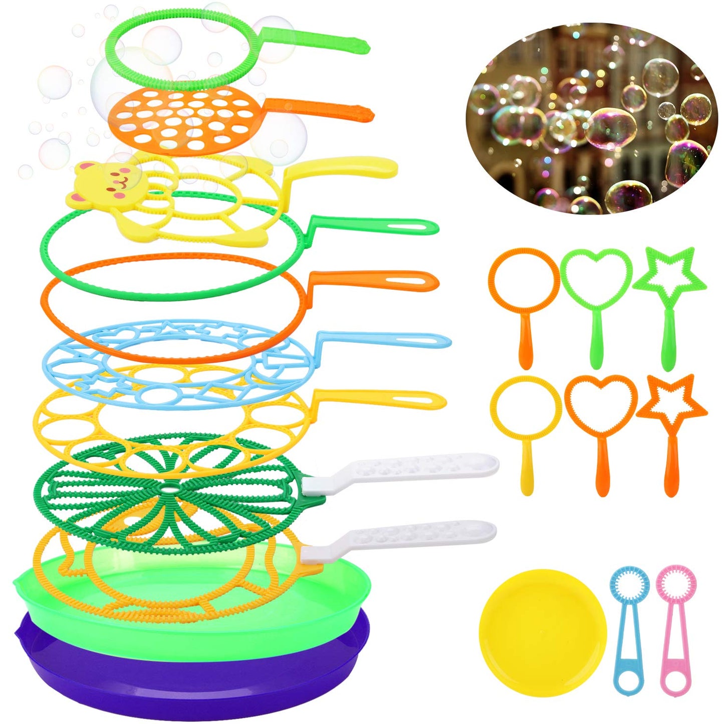 Big Bubble Wands Set Bubble Party Pack Bulk, Funny Bubble Toy Bubble Making Toys For Outdoor, Big Bubble Wands Bulk For All Age People Bubbles Party Favors Supplies