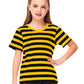Boys Black Yellow Striped Shirt Girls Bee Costume Kids Summer Short Sleeve Casual Tee Top 13-14 Years