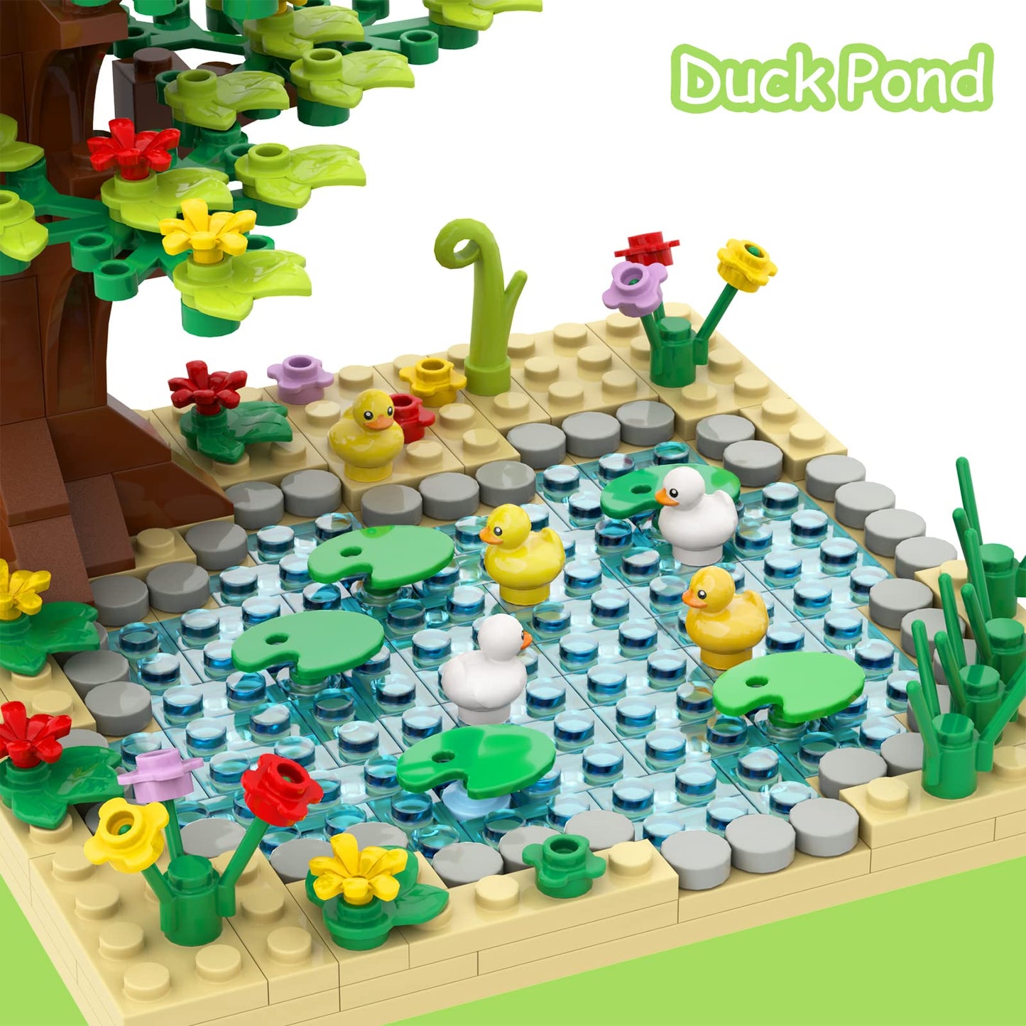 Pipart Farm Animal Duck Pond Building Set, Moc Accessories Bricks Animal Building Toy Set For Kids, Girls And Boys Age 6+ (246 P