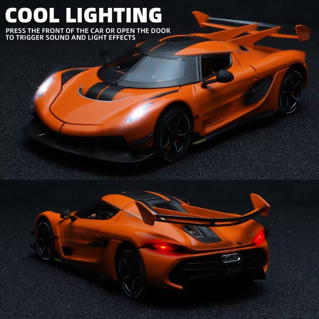 Oanmyjjo Toy Cars For Boys 1/24 Jesko Metal Die Cast Toy Cars,Collectibles Jesko Model Car,Pull Back Jesko Toy Car With Light An