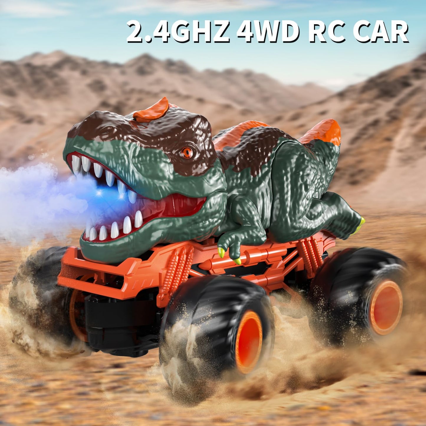 Bennol Remote Control Dinosaur Car Trucks Toys for Kids Boys 3-5 4-7 8-12, 2.4GHz RC Dino Car Toys Gifts for 3 4 5 6 Year Old Bo