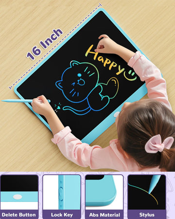 ORSEN LCD Writing Tablet 16 inch - Kids Doodle Board Colorful Drawing Pad Toys for Ages 3-12 Girls Boys Toddler Birthday Gifts,